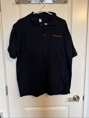 Men's Black Polo with Orange McLaren Logo